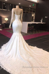 Long Mermaid Sweetheart Appliques Lace Wedding Dresses